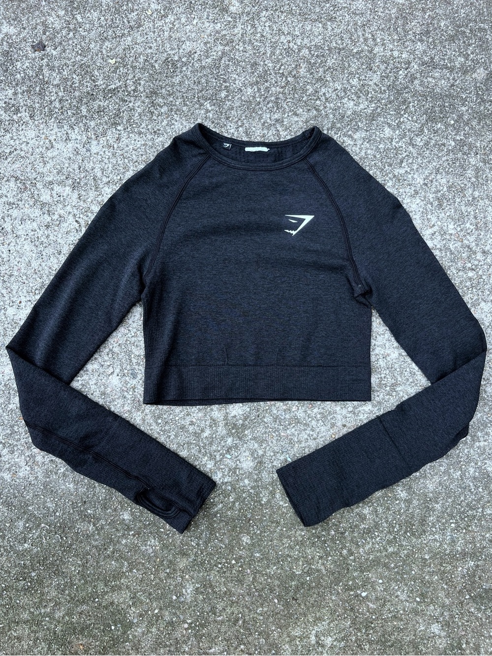 Gymshark Vital Seamless 2.0 Black Marl Long Sleeve Crop Top XS